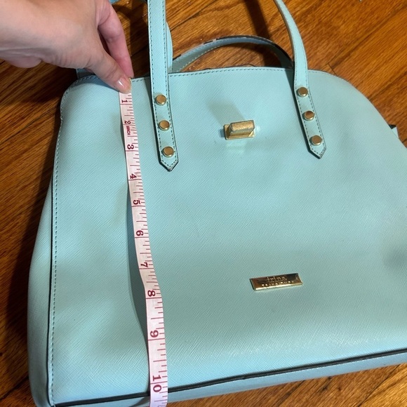 Trina Turk satchel purse bag, mint/turquoise, Pre owned And Flawed - Picture 10 of 11